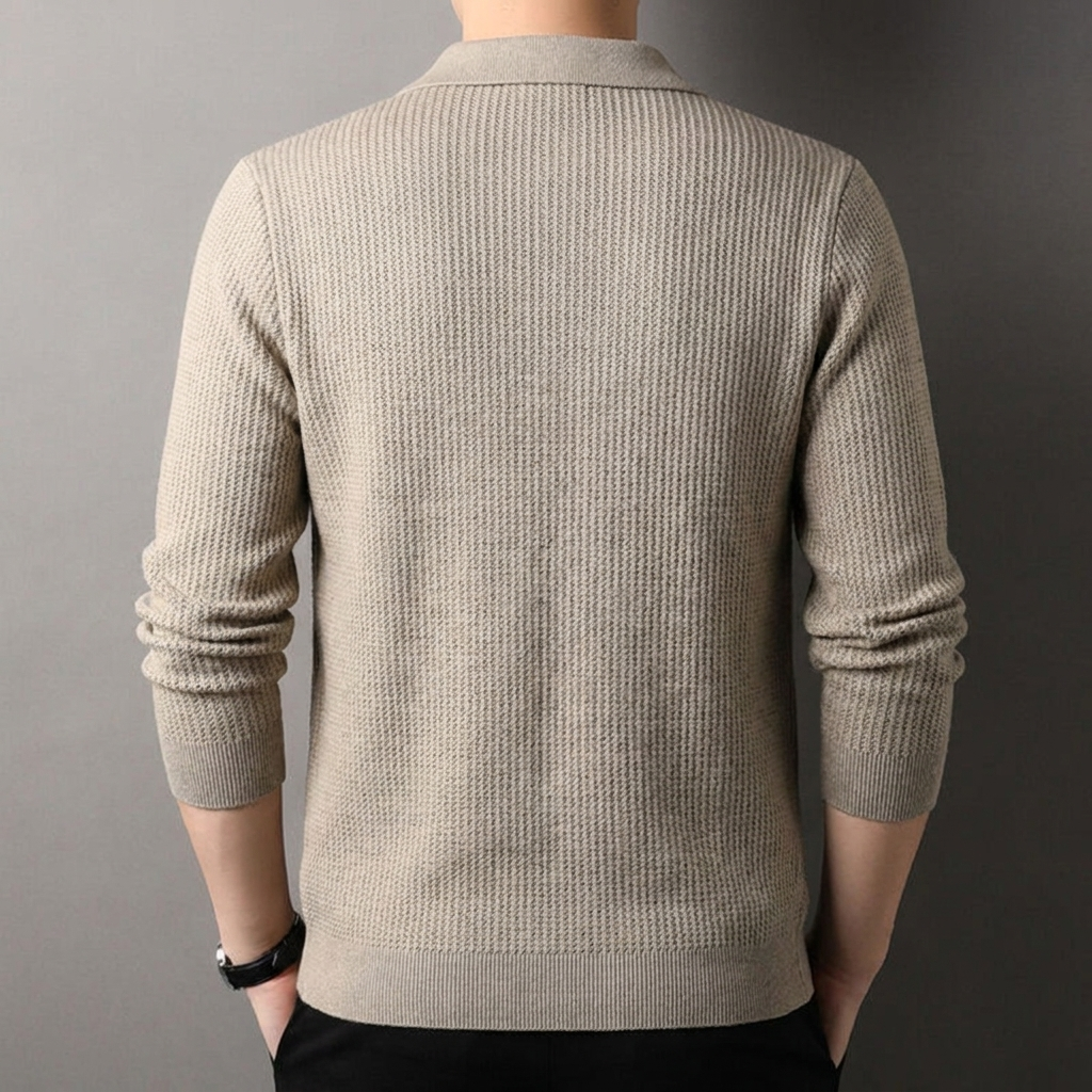 Men's Long Sleeve Smart Casual Button Up Knit Cardigan
