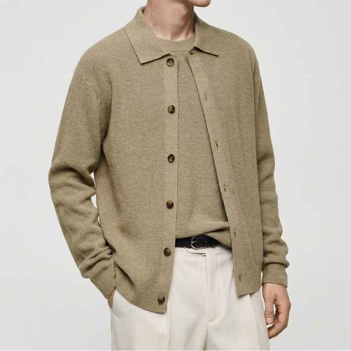 Men's Oversized Lapel Button Up Knit Cardigan Jacket