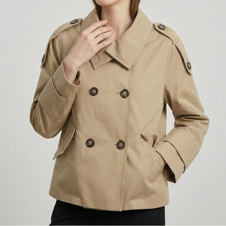 Women's Classic Double Breasted Commuter Trench Coat