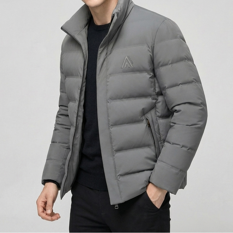 Men's Stand Collar Cotton Padded Puffer Winter Coat