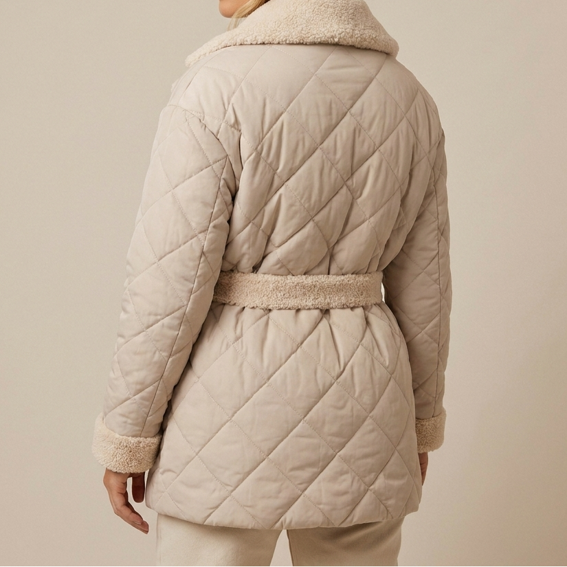 Women's Quilted Belted Wrap Puffer Coat