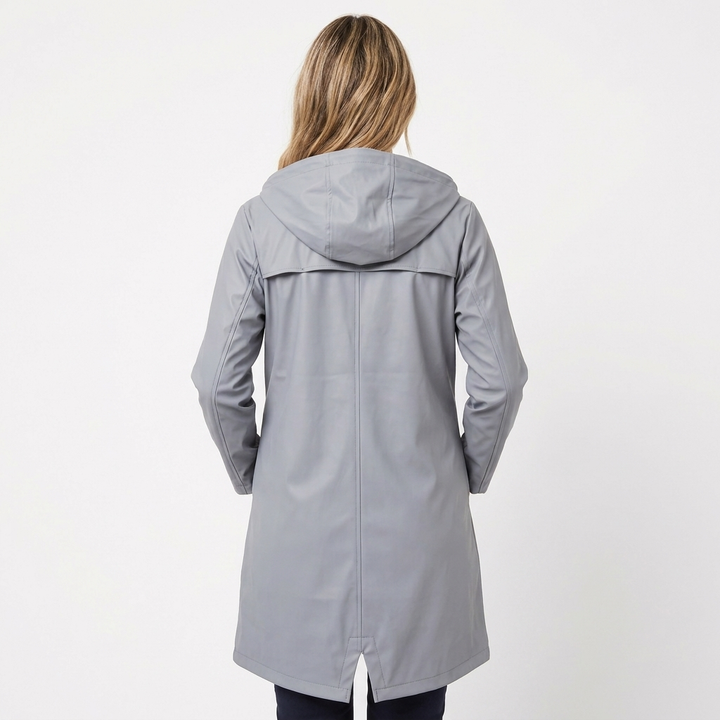 Women's Waterproof Hooded Mid Length Windproof Trench Coat