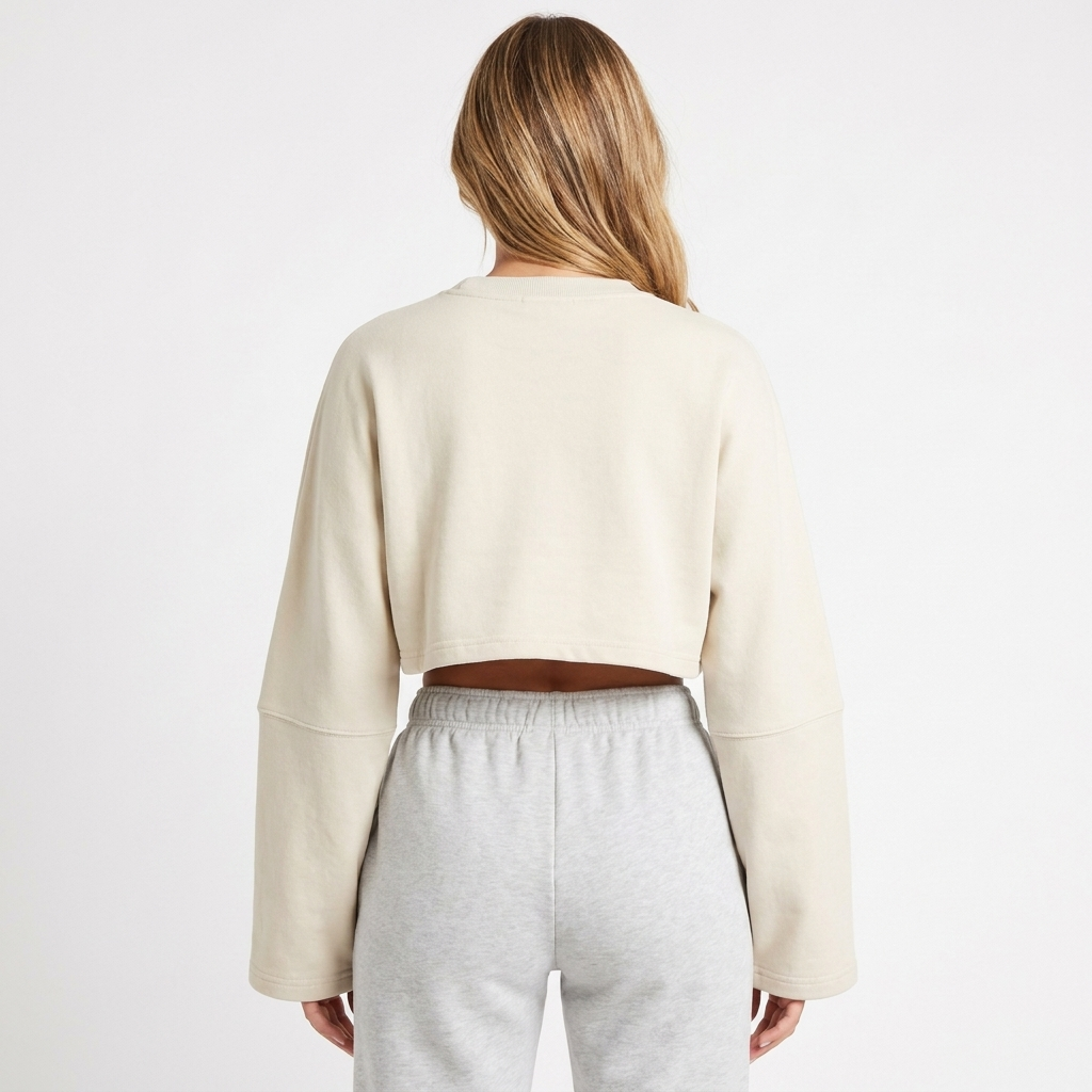 Women's Oversized Cropped Crew Neck Sweatshirt Loungewear Top