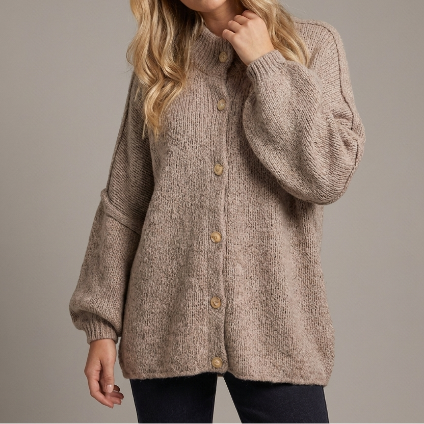 Women's Dolman Sleeve Chunky Knit Button Up Cardigan