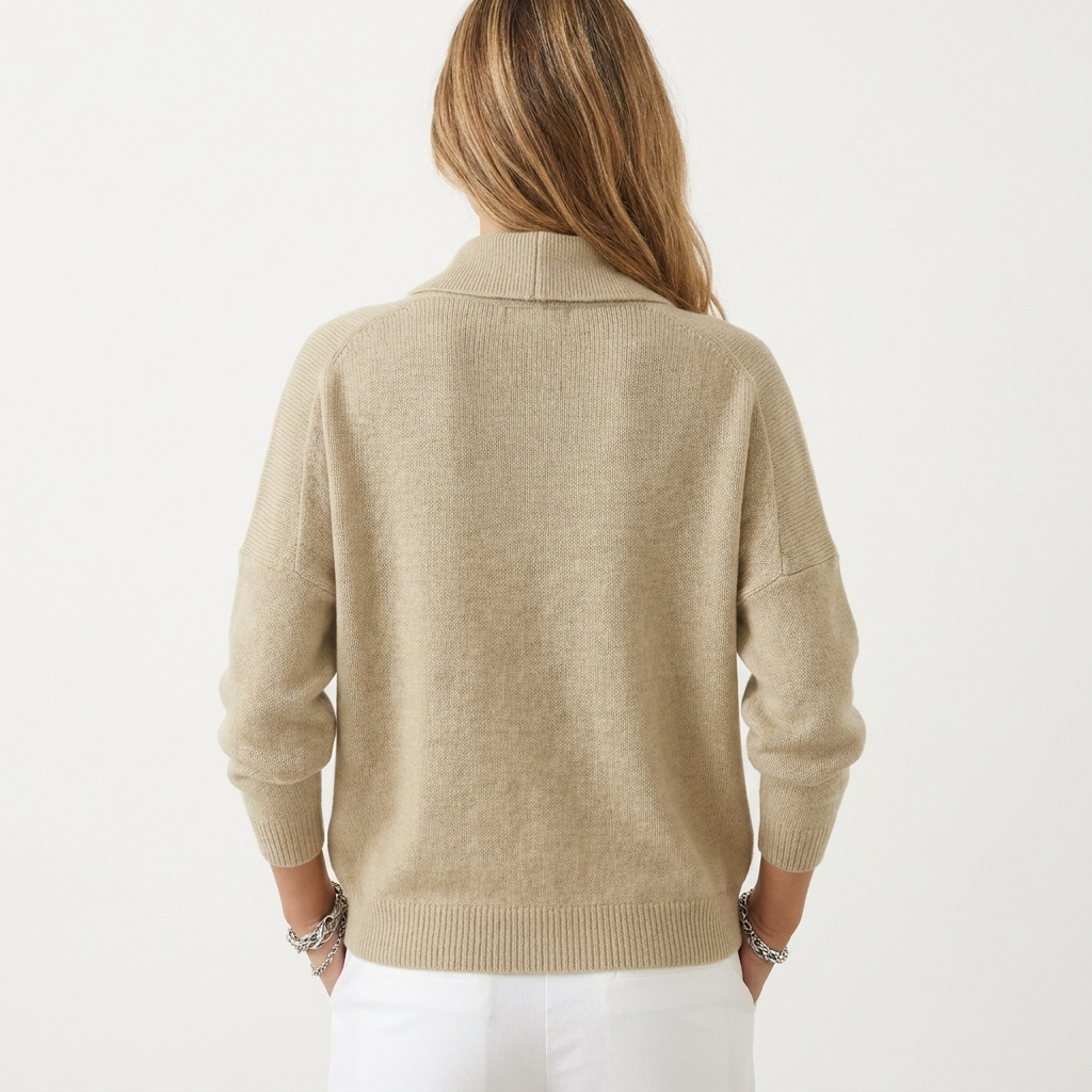 Women's V-Neck Knit Sweater – Soft Relaxed Fit Pullover Casual Knitwear