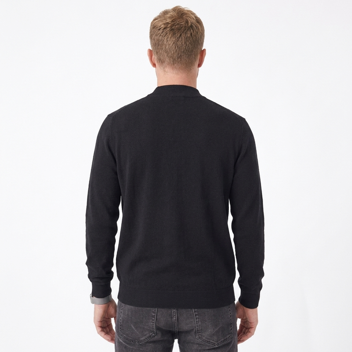Men's Mockneck Wool Sweater – Slim Fit Casual Knit Jumper