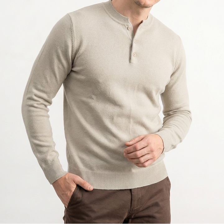 Men's Old Money Henley Collar Knit Sweater