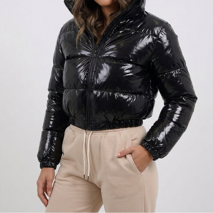 Women's Glossy Cropped Puffer Jacket