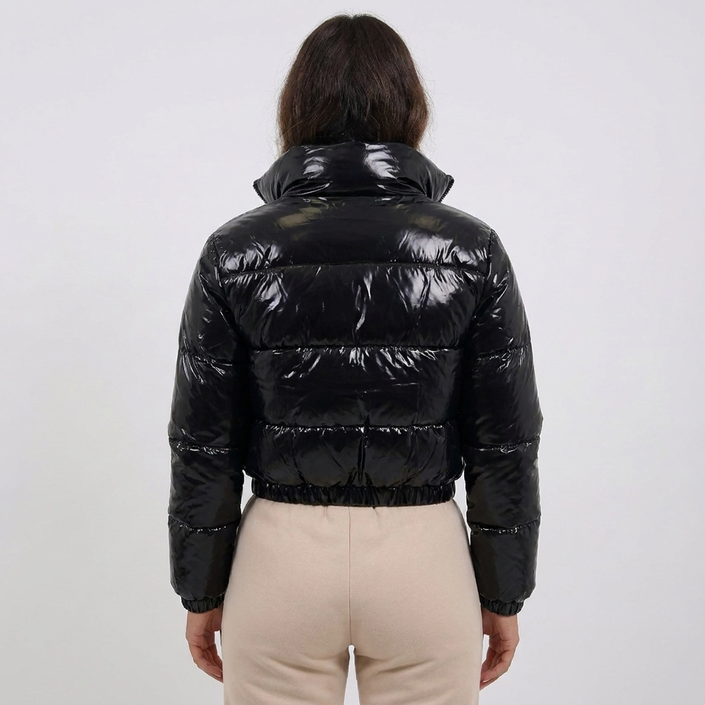 Women's Glossy Cropped Puffer Jacket