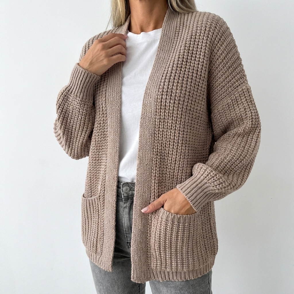 Womens Oversized Cardigan – Chunky Knit Open Front