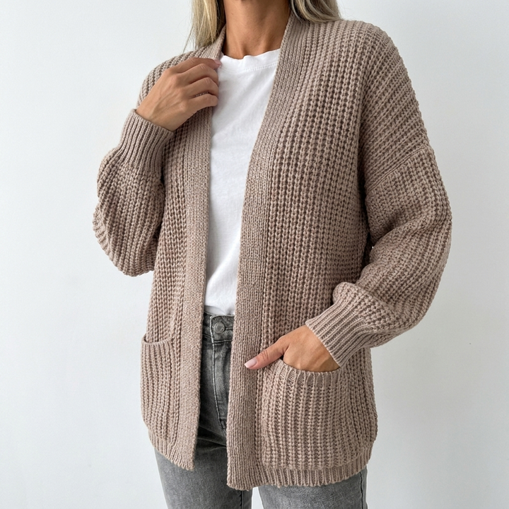 Womens Oversized Cardigan – Chunky Knit Open Front