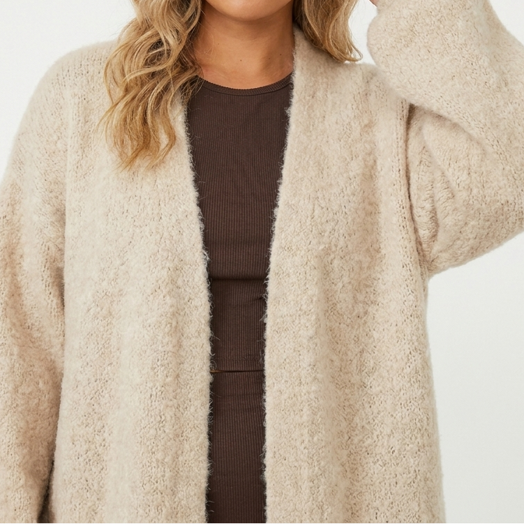 Fluffy Cardigan – Brushed Knit Oversized Open Front