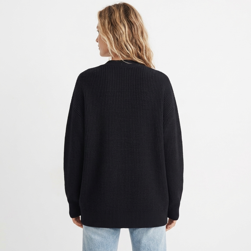 Cardigans For Women – Oversized Ribbed V-Neck Knit