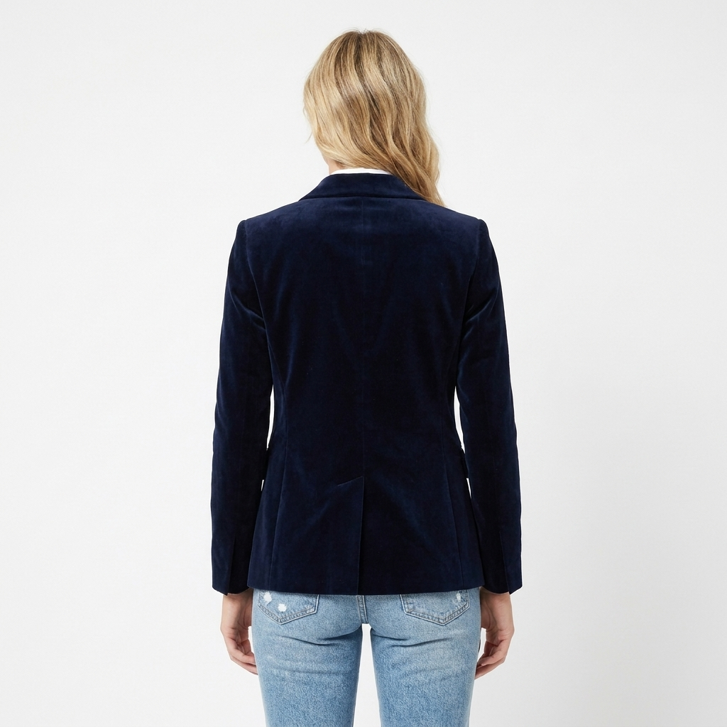 Womens Velvet Blazer – Single-Breasted Peak Lapel