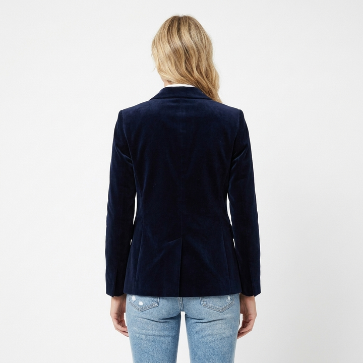 Womens Velvet Blazer – Single-Breasted Peak Lapel