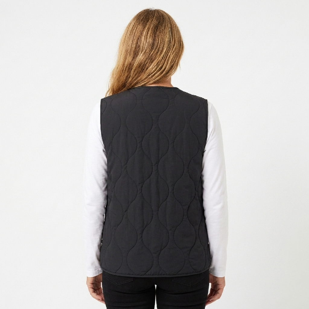 Womens Quilted Liner Vest – Onion Stitch Snap Front