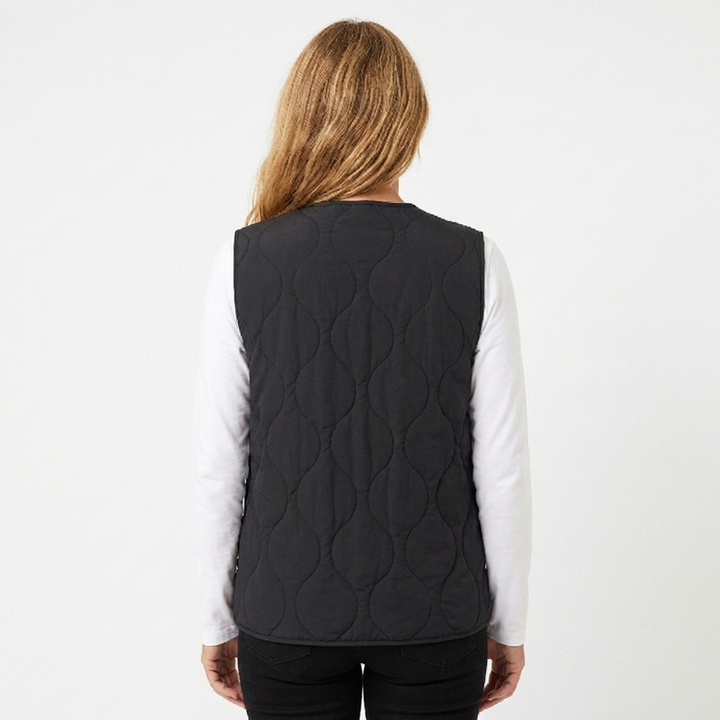 Womens Quilted Liner Vest – Onion Stitch Snap Front