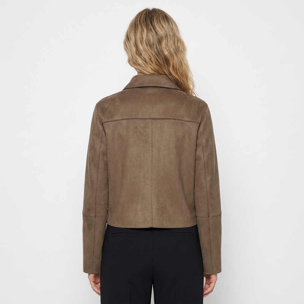 Brown Suede Jacket – Cropped Collared Button Up