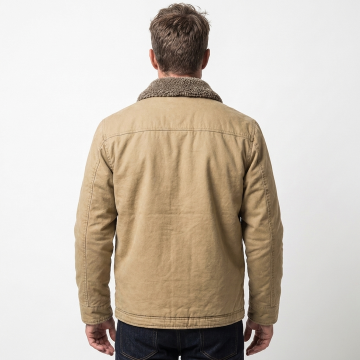 Men's Aviator Jacket – Canvas Shell Sherpa Collar Button-Zip