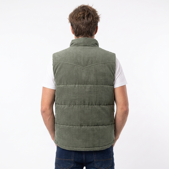 Men's Corduroy Utility Vest Multi Pocket Casual Sleeveless Jacket