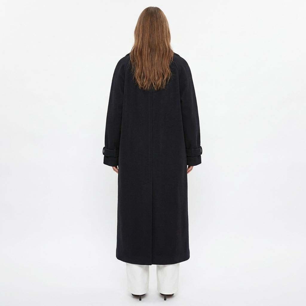 Women's Wool Long Coat – Oversized Maxi Notch Lapel Belted