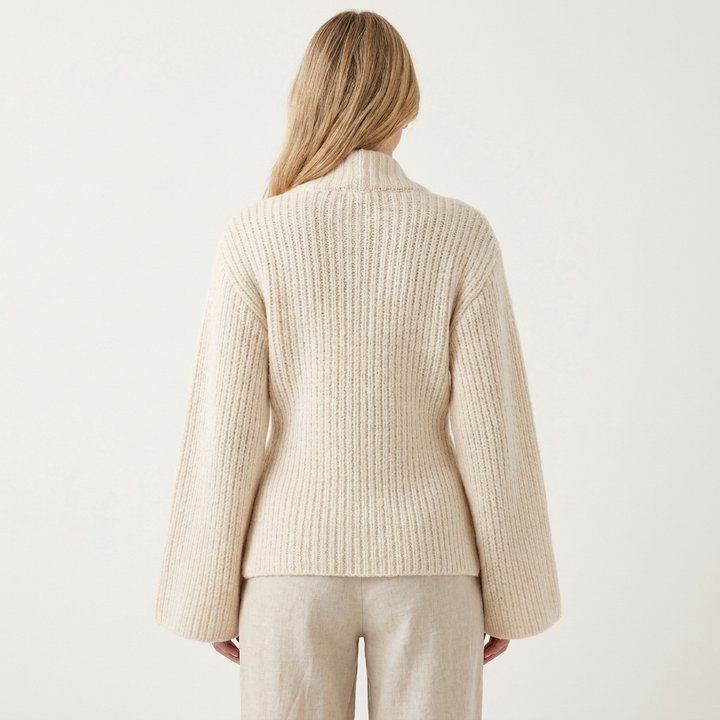 Women's Shawl Cardigan – Fluffy Knit Bell Sleeve Single Button Crop