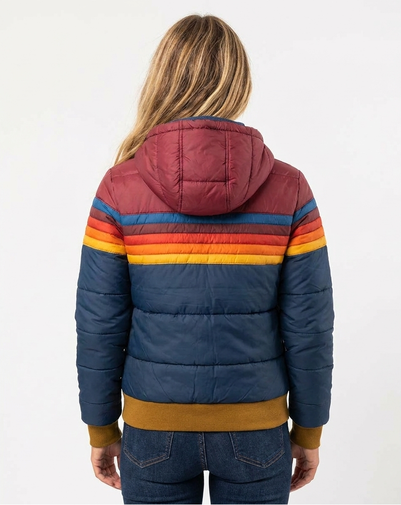 Women's Stripe Ribbed Puffer Jacket