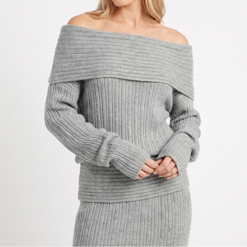 Women's Knit Top and Skirt Two-Piece Set