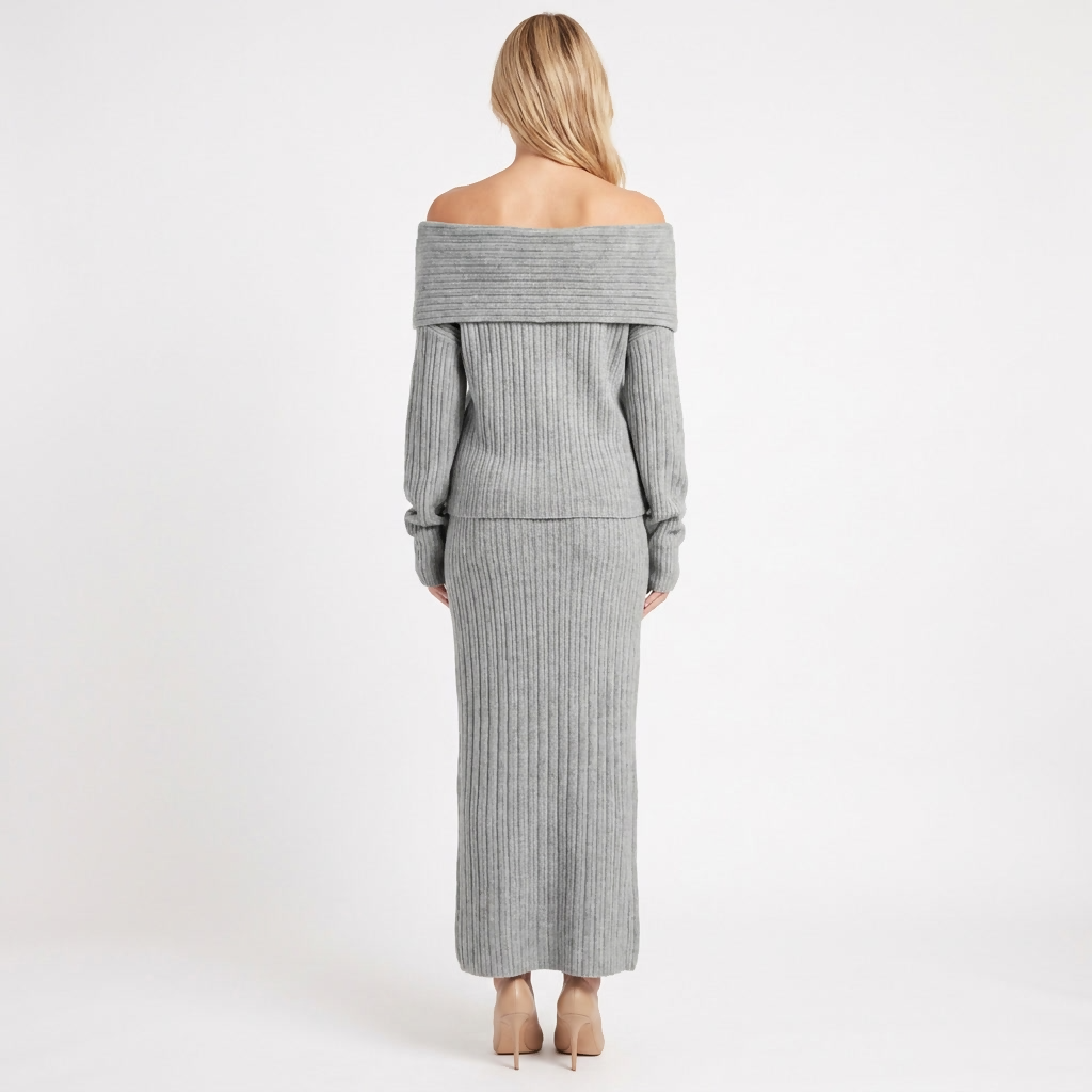 Women's Knit Top and Skirt Two-Piece Set
