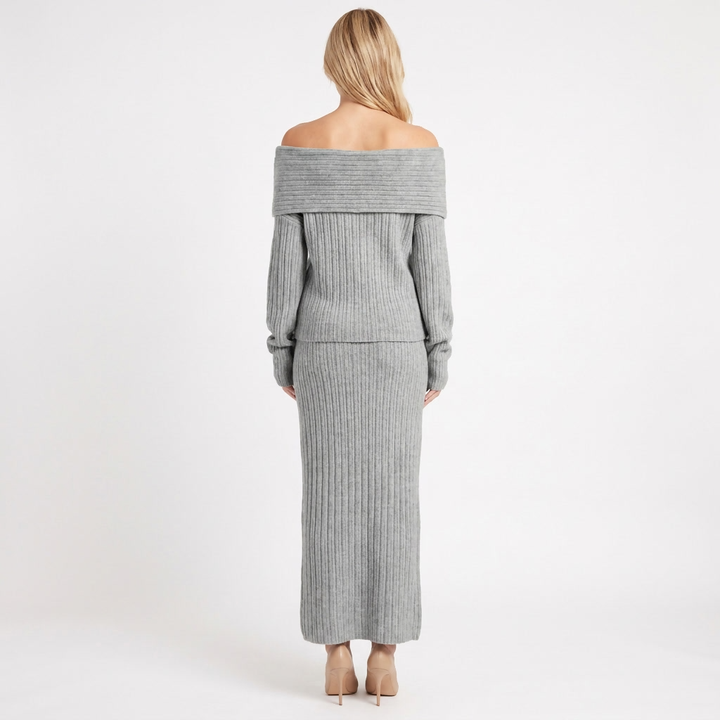 Women's Knit Top and Skirt Two-Piece Set