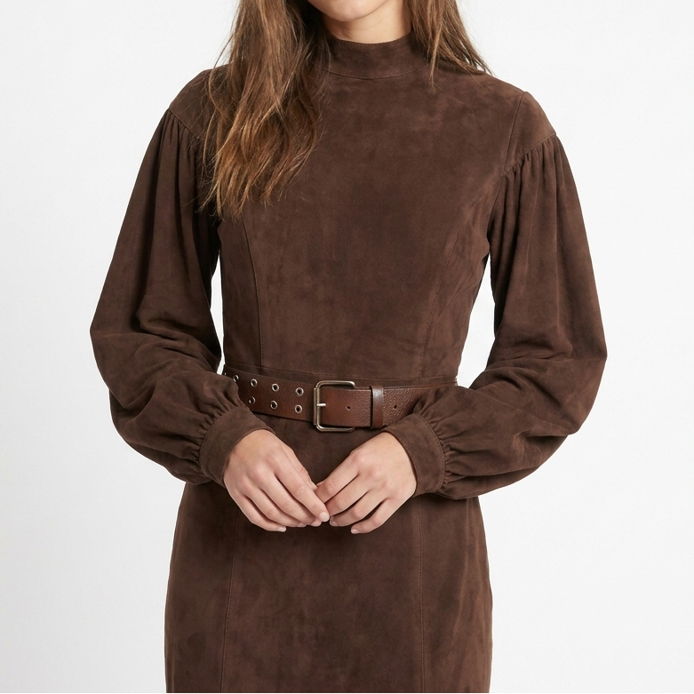 Women's Bishop Sleeve Mock Neck Mermaid Maxi Dress
