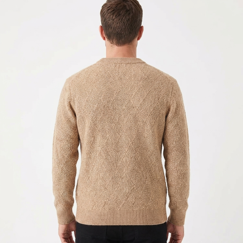 Men's Jacquard Knit Jumper with Crew Neck