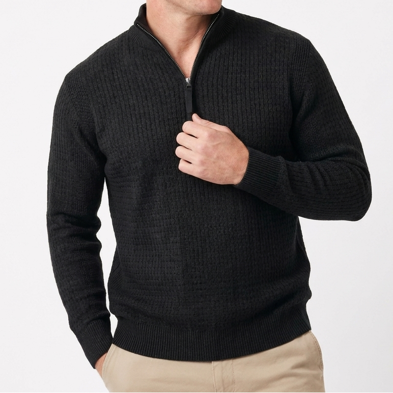 Men's Knit Jumper with Ribbed Hem
