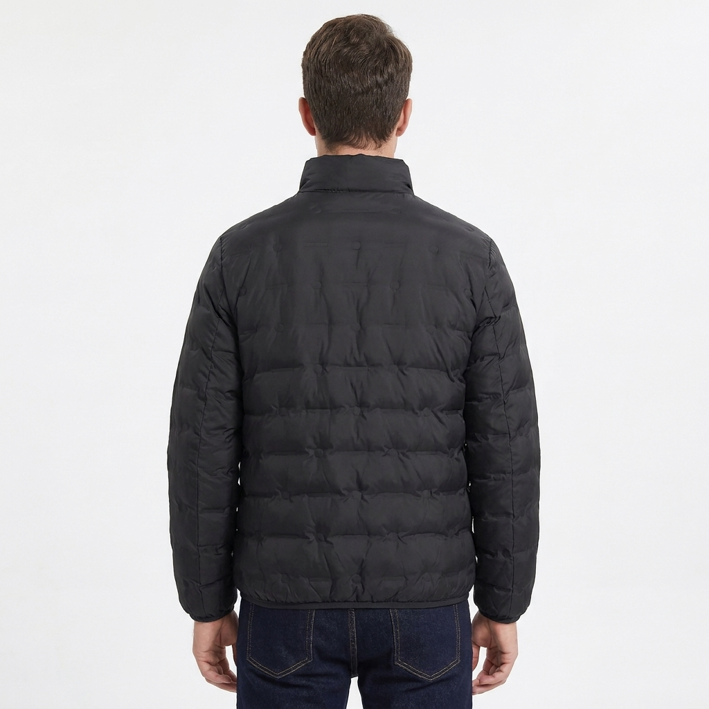Men's Quilted Puffer Jacket with Stand Collar