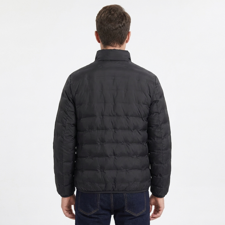 Men's Quilted Puffer Jacket with Stand Collar