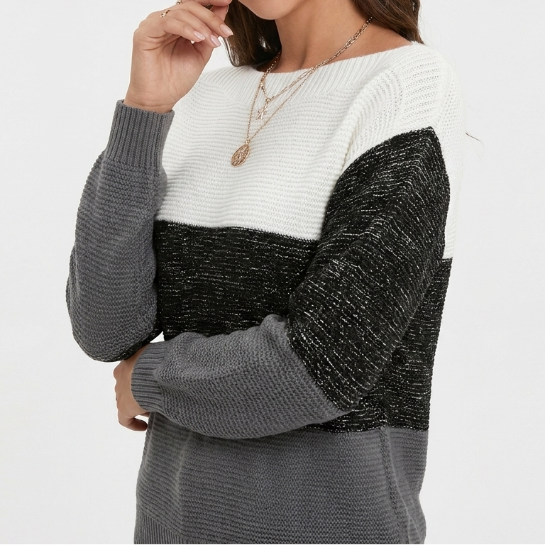 Women's Knit Long Sleeve Pullover with Boat Neck