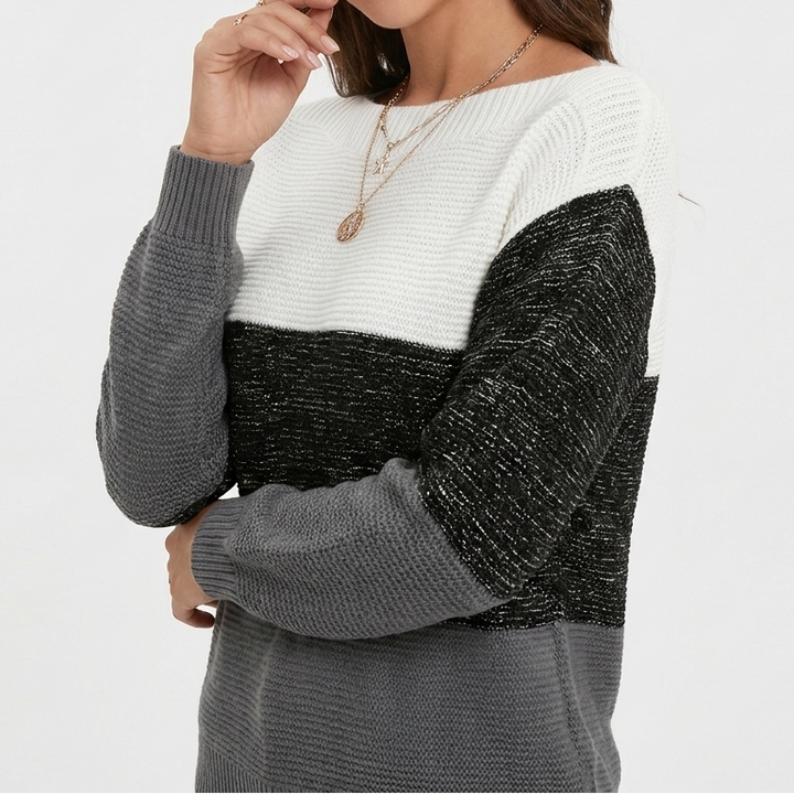 Women's Knit Long Sleeve Pullover with Boat Neck