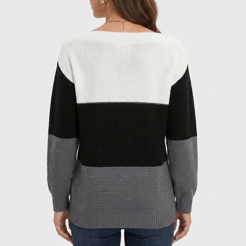 Women's Knit Long Sleeve Pullover with Boat Neck
