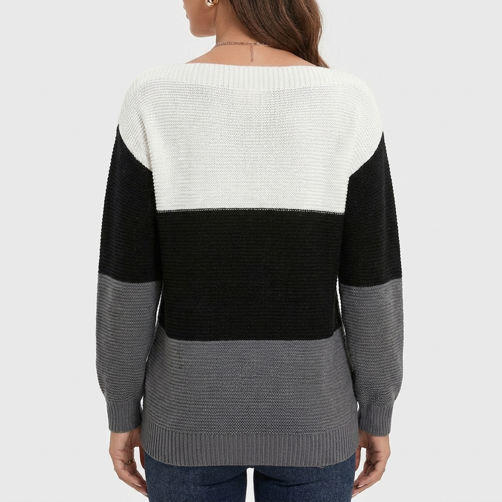 Women's Knit Long Sleeve Pullover with Boat Neck