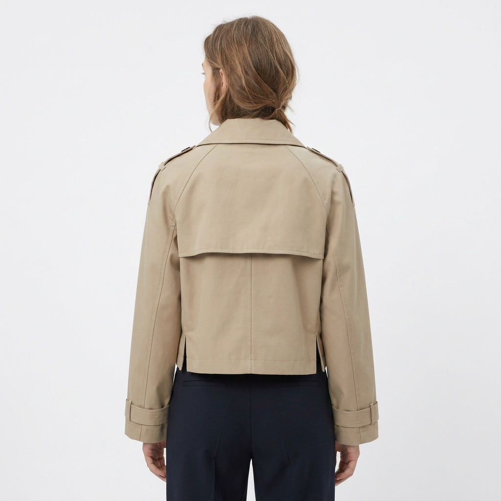 Women's Cropped Double Breasted Trench Coat