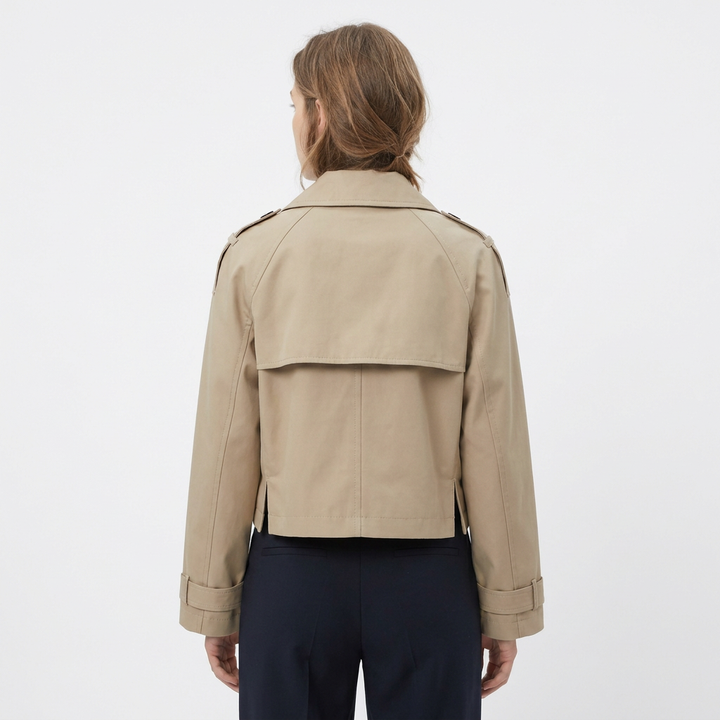 Women's Cropped Double Breasted Trench Coat