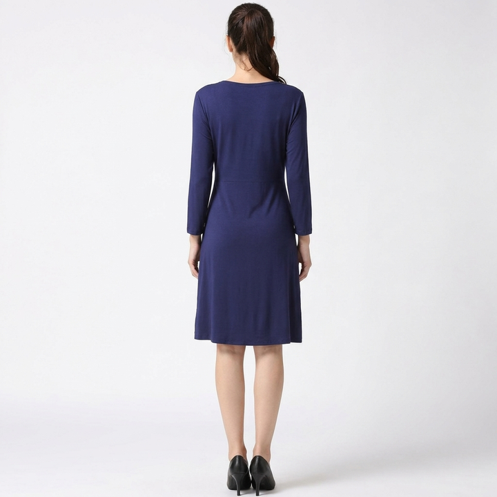 Women's Maternity Nursing Long Sleeve Wrap Midi Dress
