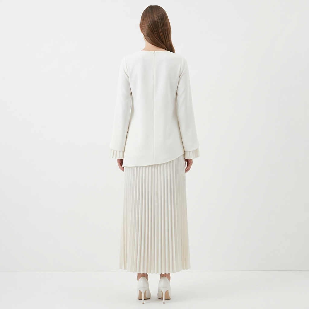 Women's Pleated Long Sleeve Maxi Dress