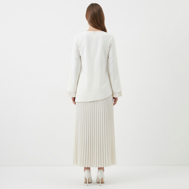 Women's Pleated Long Sleeve Maxi Dress