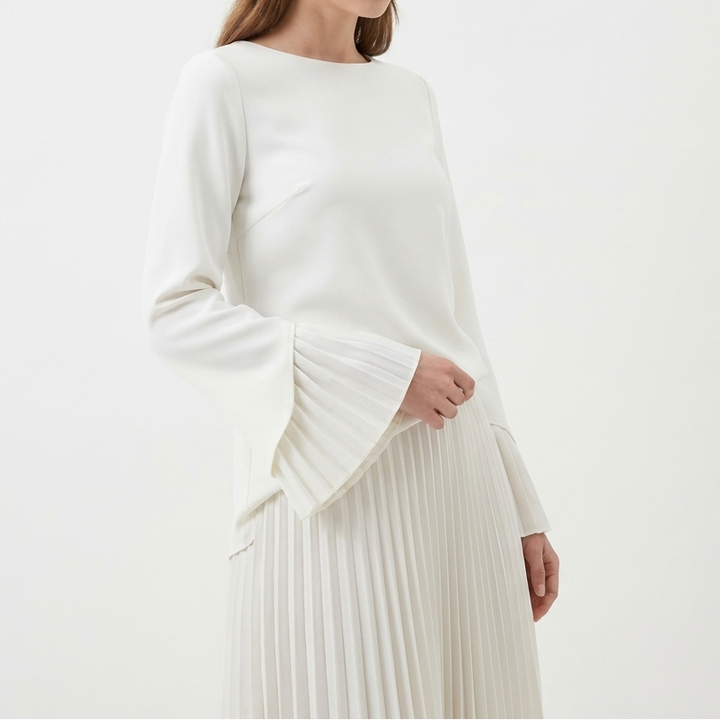 Women's Pleated Long Sleeve Maxi Dress