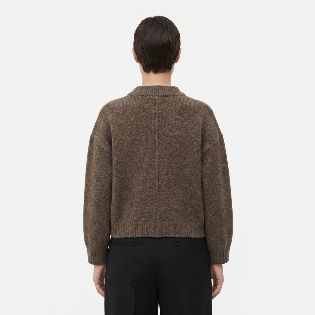 Women's Knit Wool Blend Jumper with Button Front and Pocket