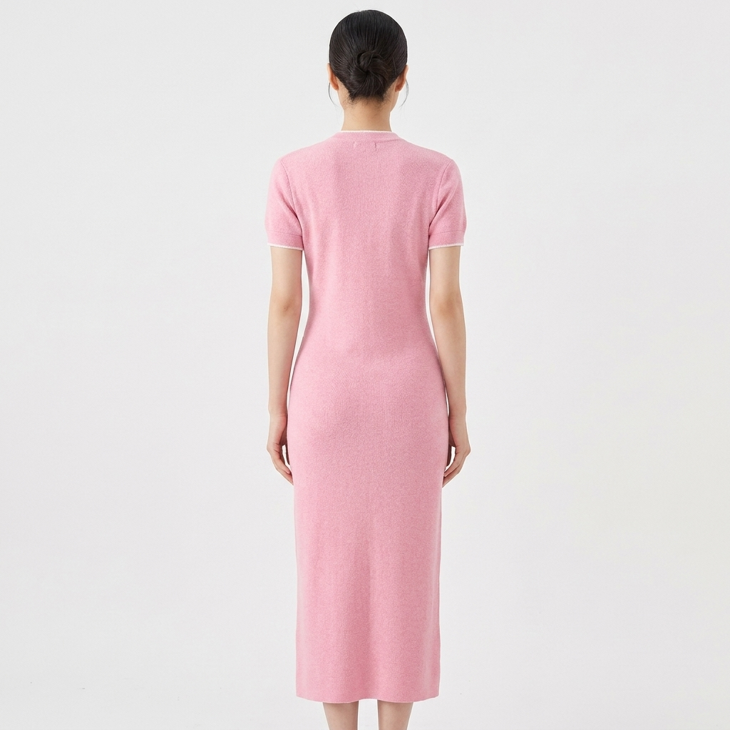 Women's Knit Button Front Floral Midi Dress