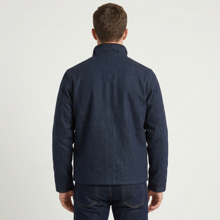 Men's Corduroy Field Coat with Contrast Trim and Pocket