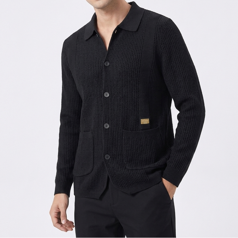 Men's Knit Jumper with Button Front