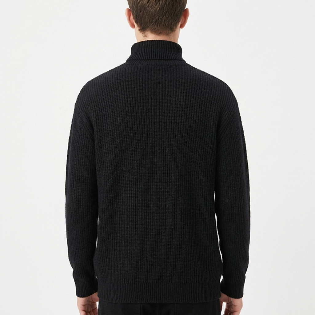Men's Ribbed Knit Turtleneck Jumper